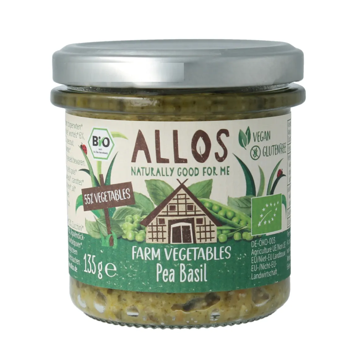 Allos Farm vegetables doperwten & basilicum bio