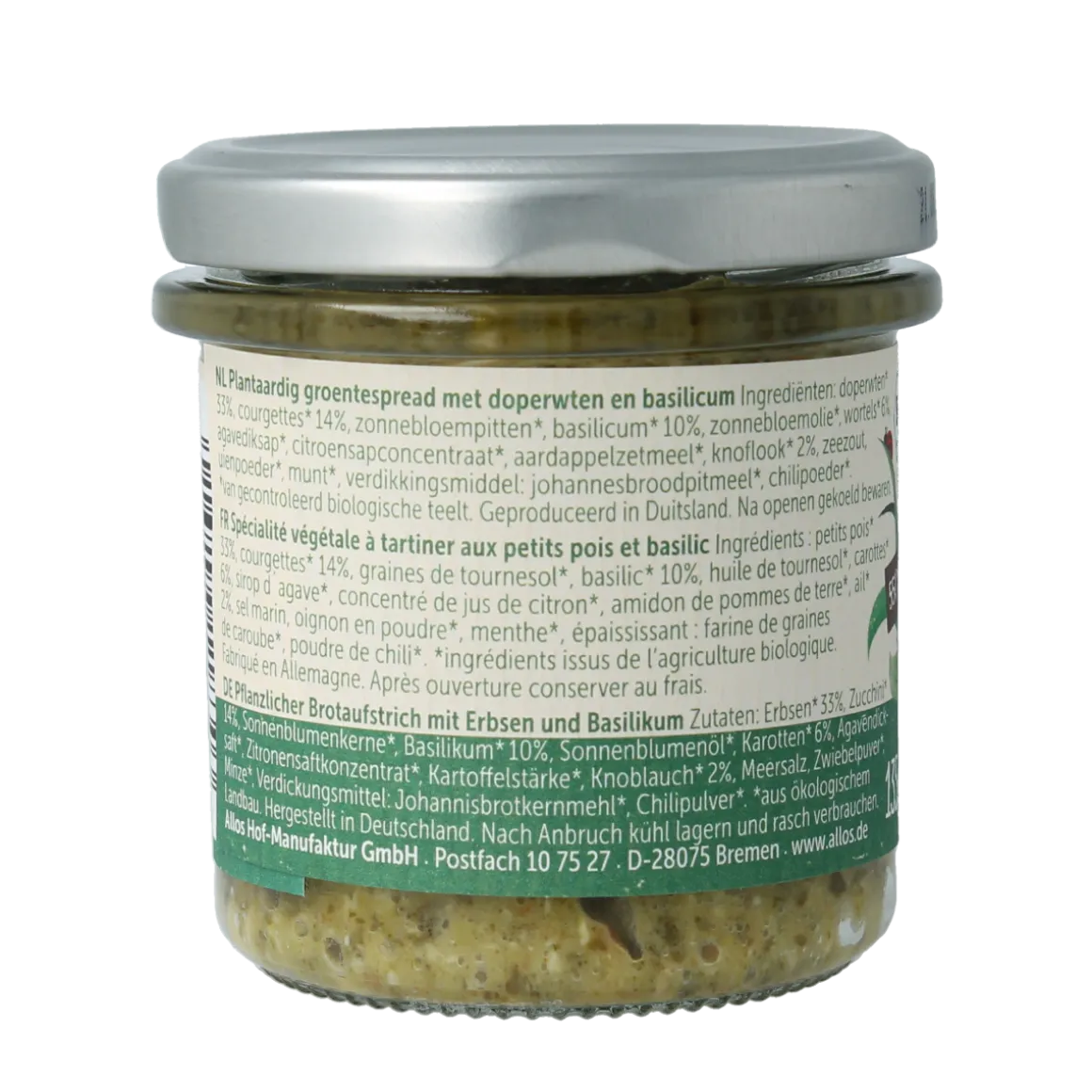 Allos Farm vegetables doperwten & basilicum bio