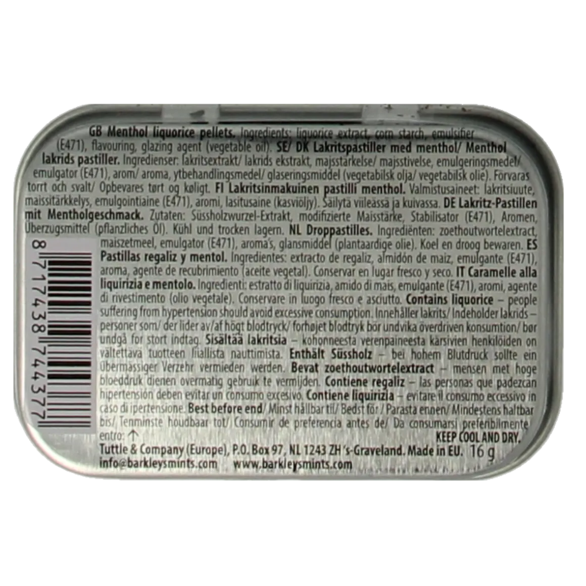 Barkleys Liquorice pellets menthol