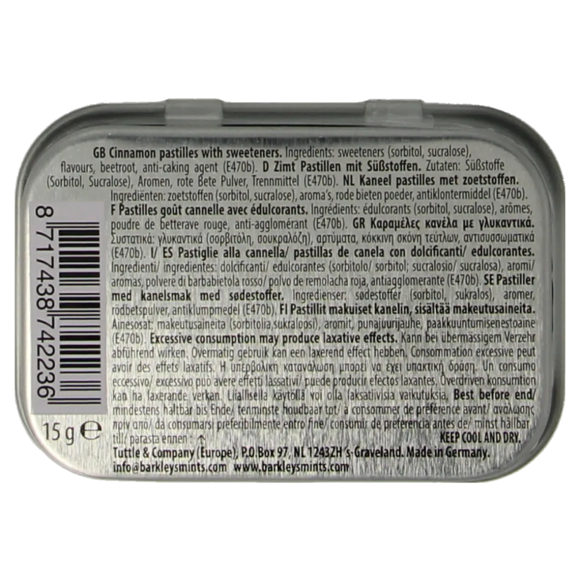 Barkleys Mints cinnamon sugarfree