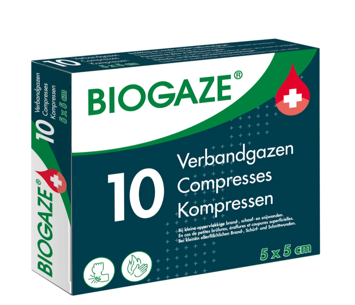 Hot Biogaze Verbandgazen/Kompressen 5 x 5cm