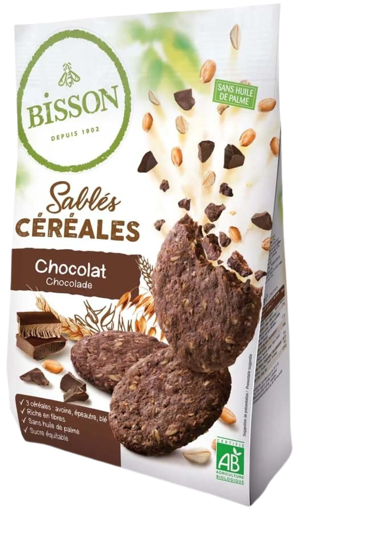 Hot Bisson Zandkoekjes chocolade & granen bio