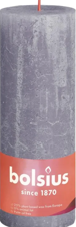 Bolsius Rustiekkaars shine 190/68 frosted lavender