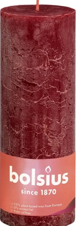 Bolsius Rustiekkaars shine 190/68 velvet red