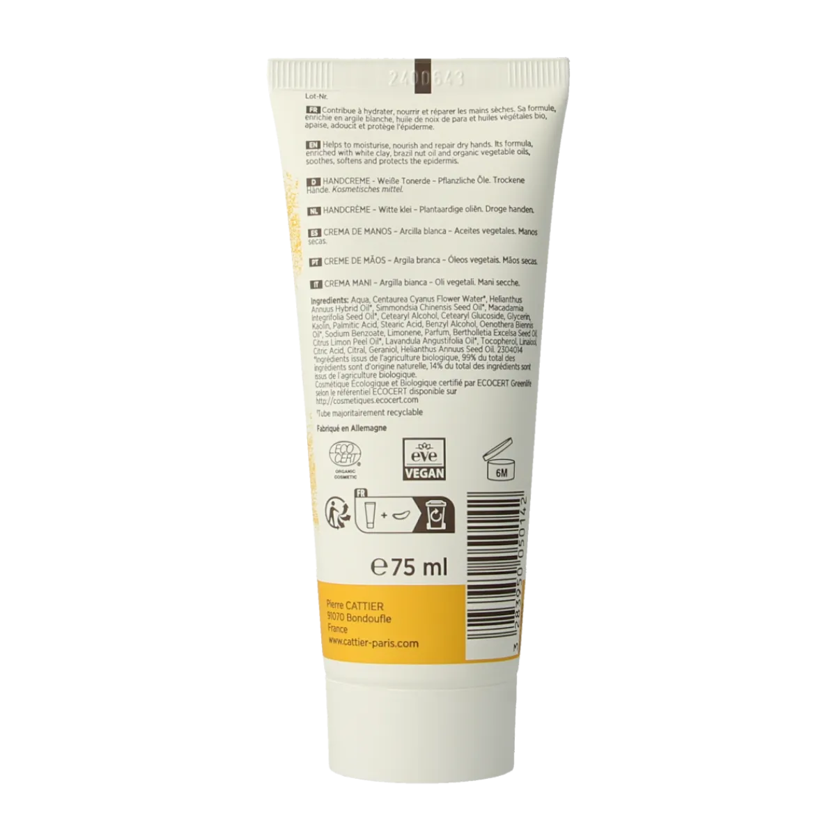 Outlet Cattier Handcreme witte klei