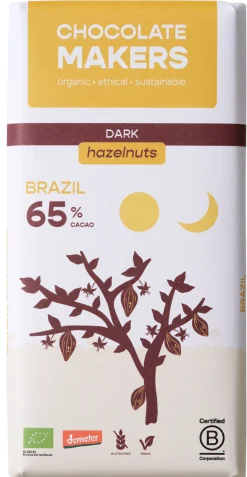 Outlet Chocolatemakers Brazil hazelnoot 65% puur demeter bio