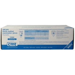 CMT Onderzoekshandschoen nitriel wit poedervrij maat L