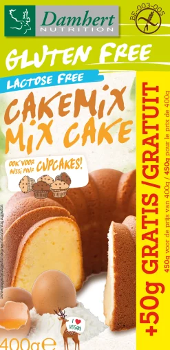 Hot Damhert Cakemix glutenvrij met 50 gram gratis