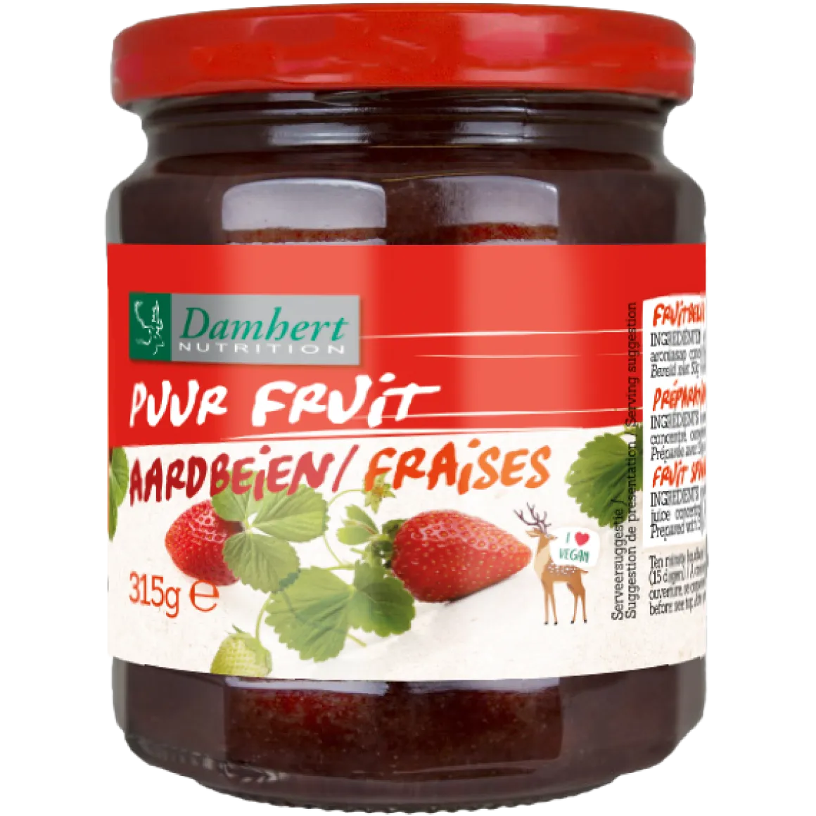 Damhert Puur fruit confituur aardbei