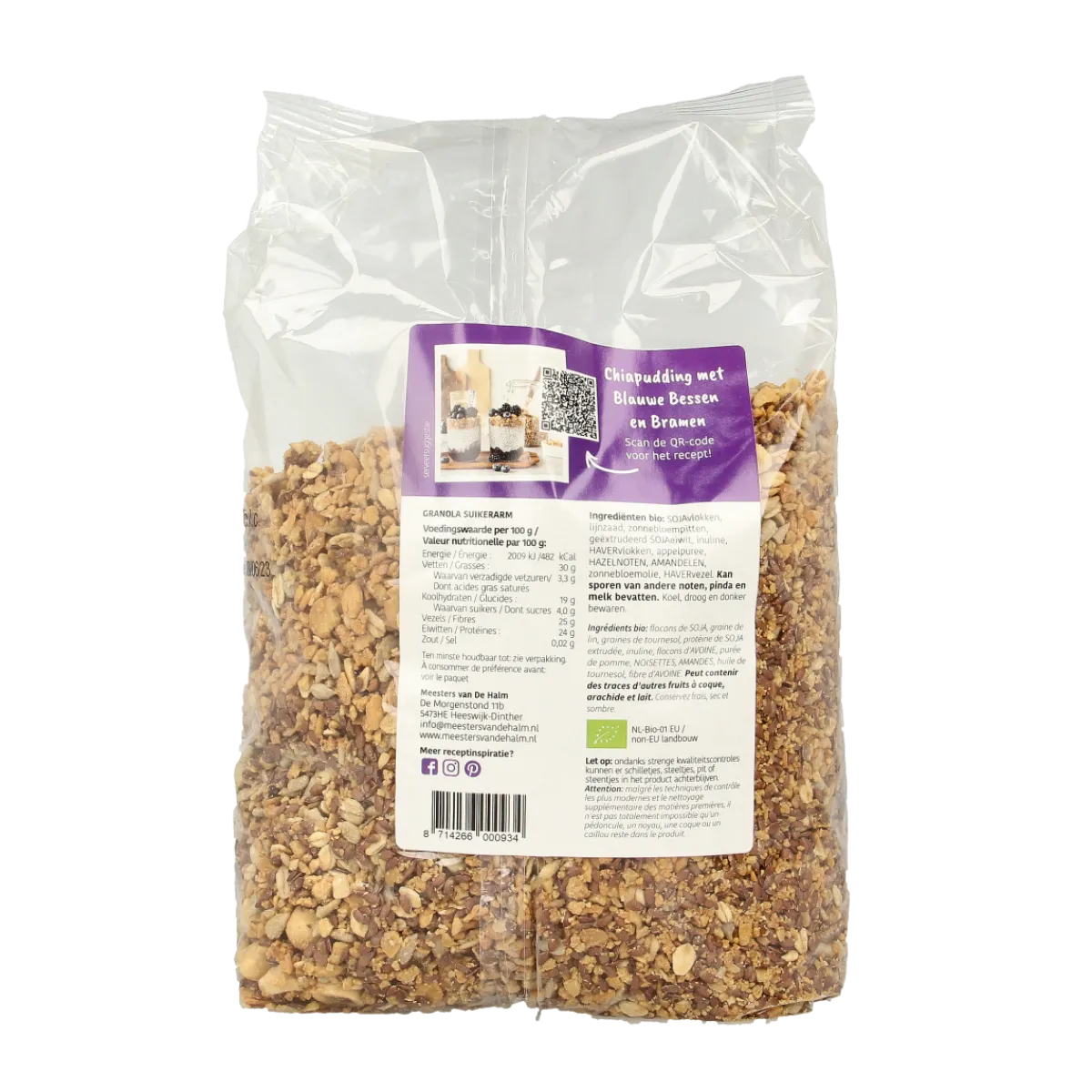 De Halm Granola suikerarm bio