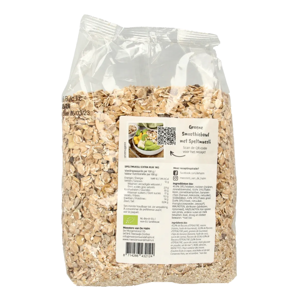 De Halm Speltmuesli extra rijk bio
