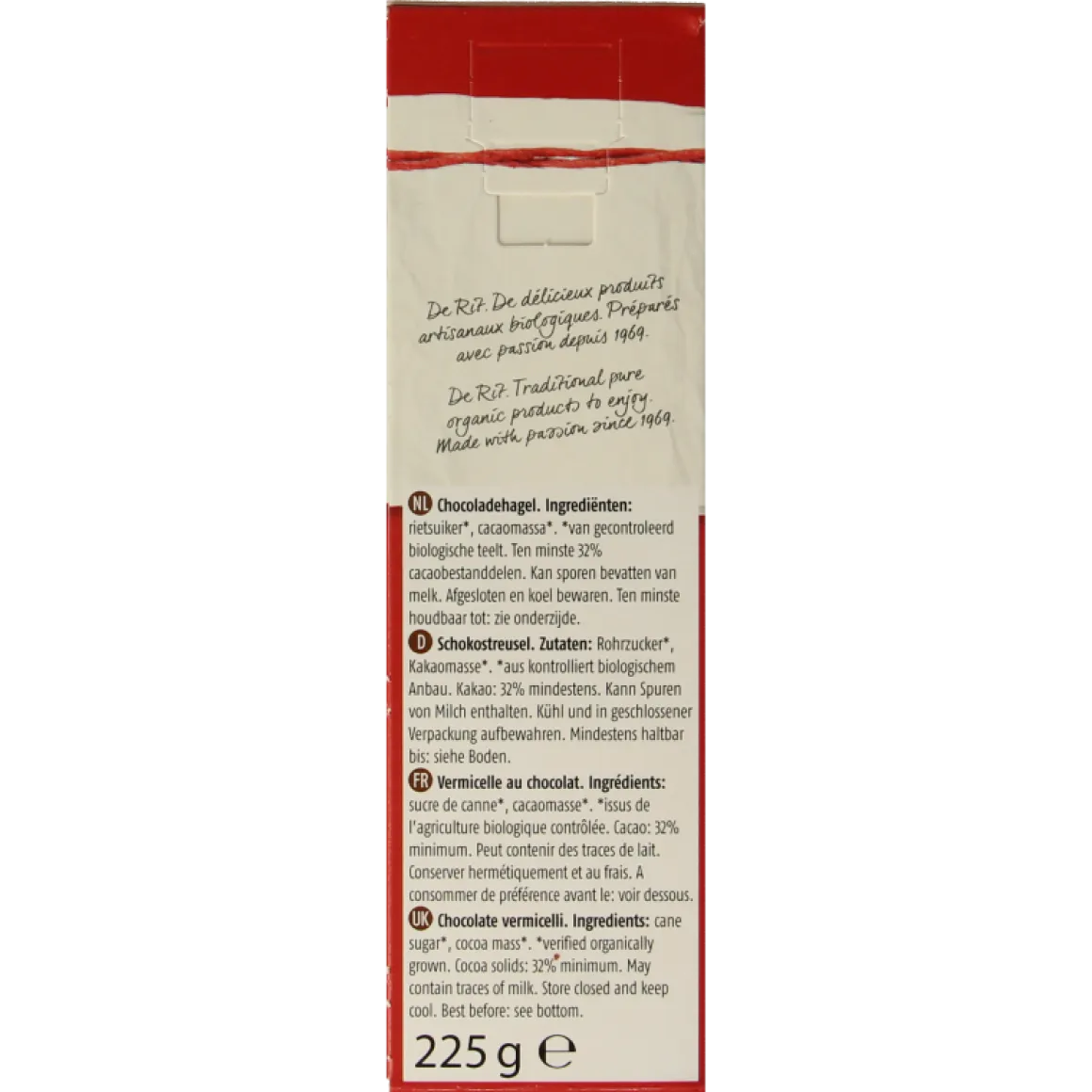 De Rit Chocoreale hagelslag puur bio