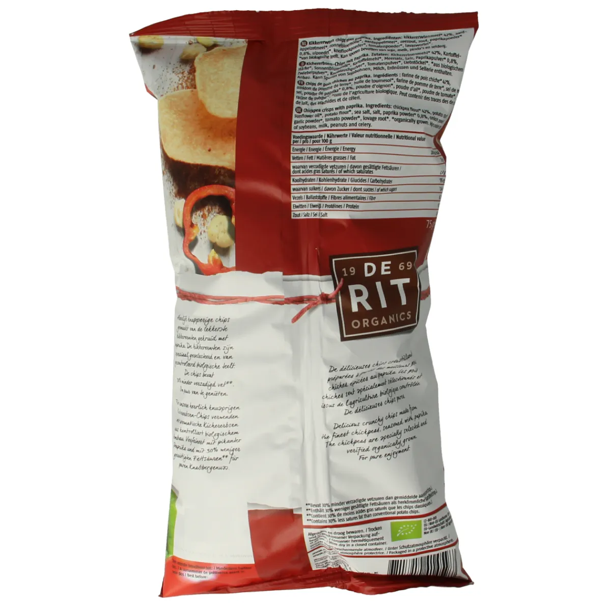 Hot De Rit Kikkererwtenchips paprika bio