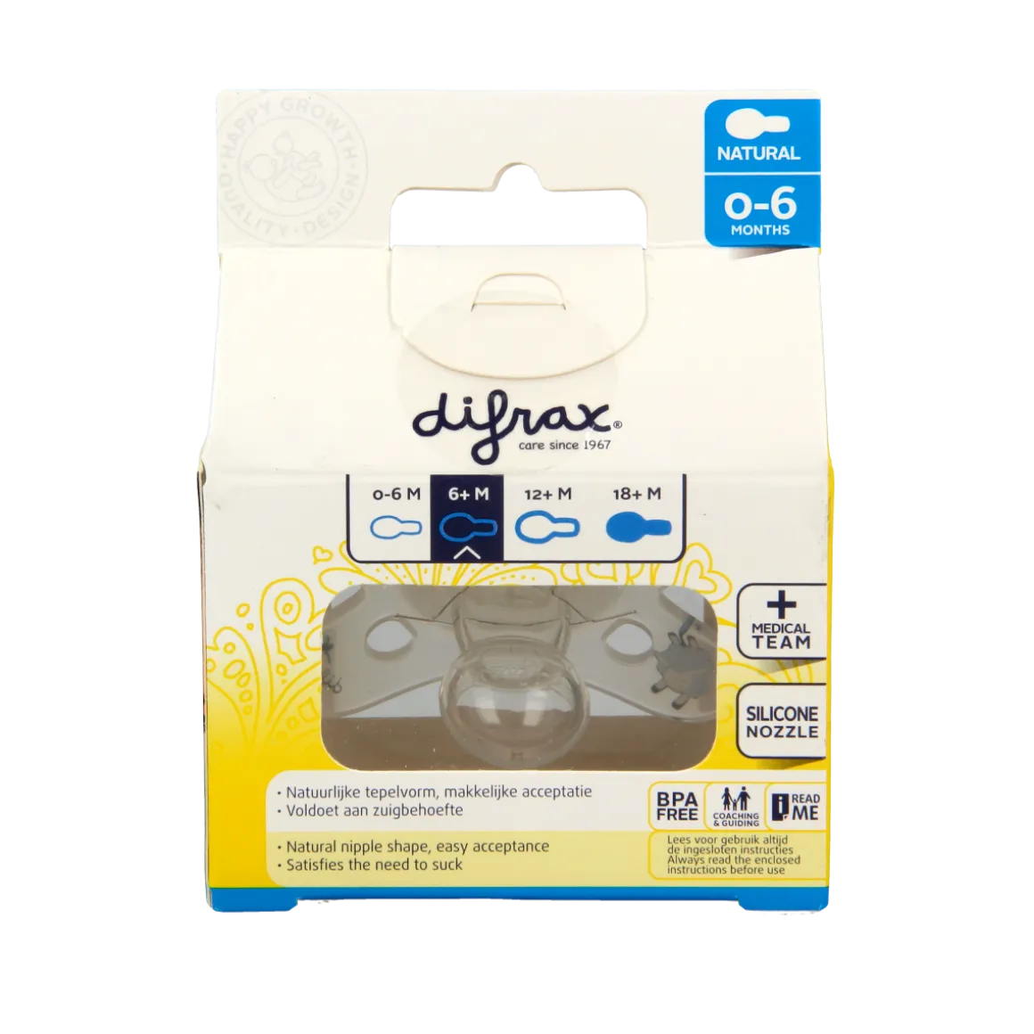 Discount Difrax Fopspeen natural 12+ maanden assorti
