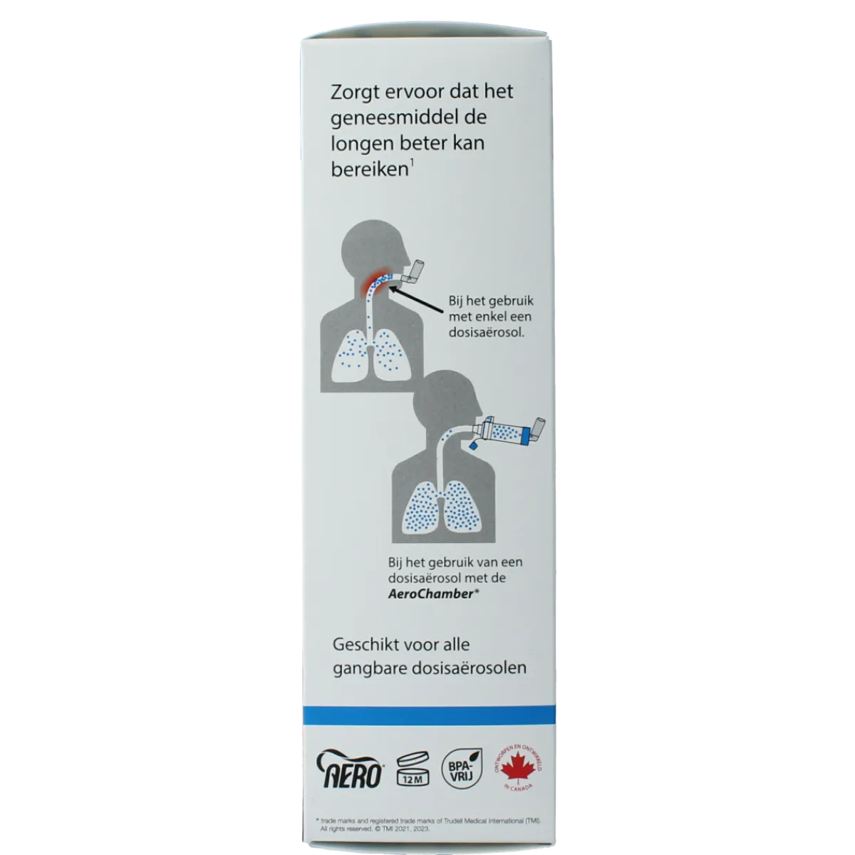 Online Diversen Aerochamber + flow VU mondstuk blauw