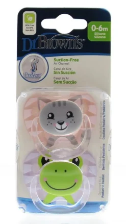 Dr. Brown's Fopspeen prevent animal faces F1 roze