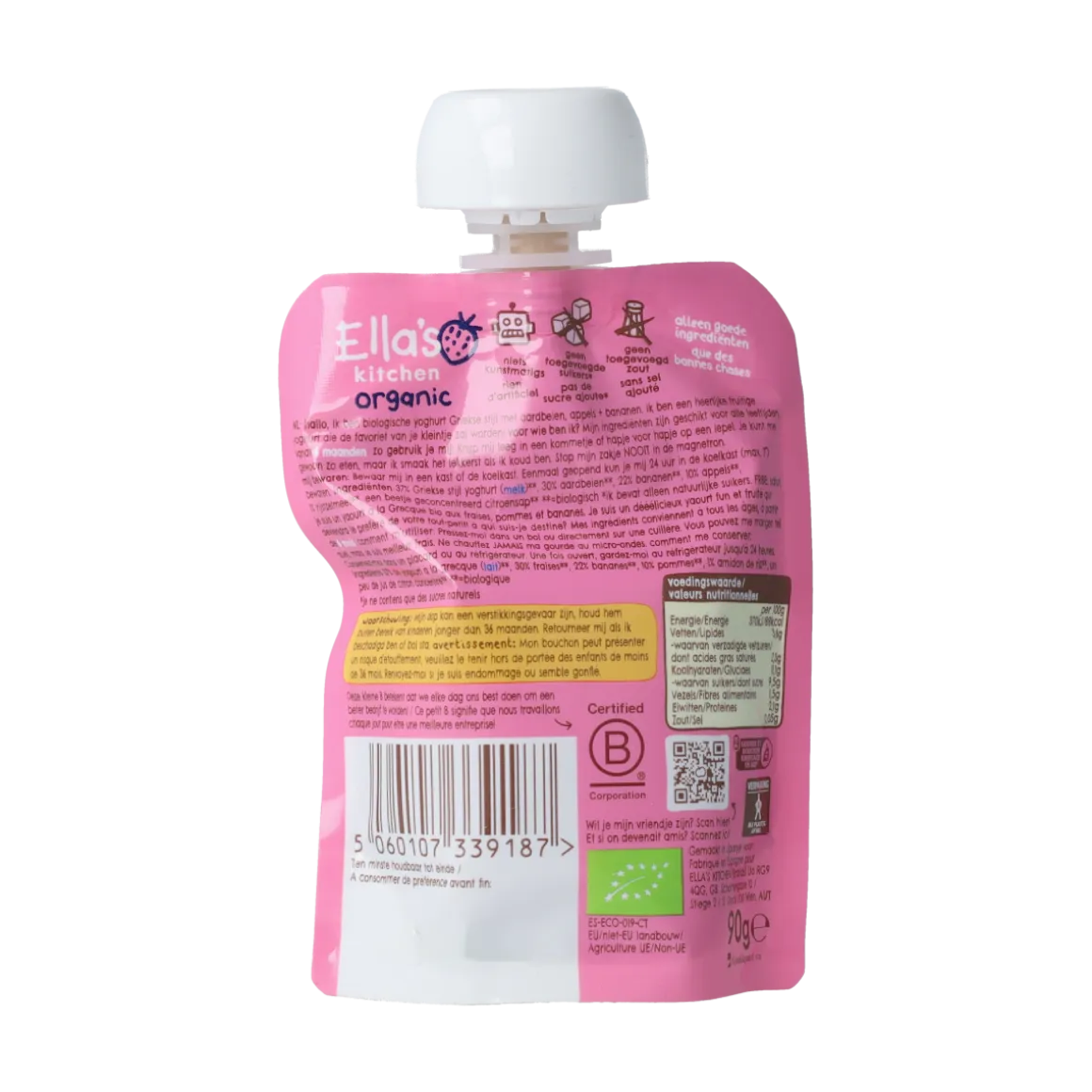 Ella's Kitchen Aardbei yoghurt griekse stijl 6+ maanden bio