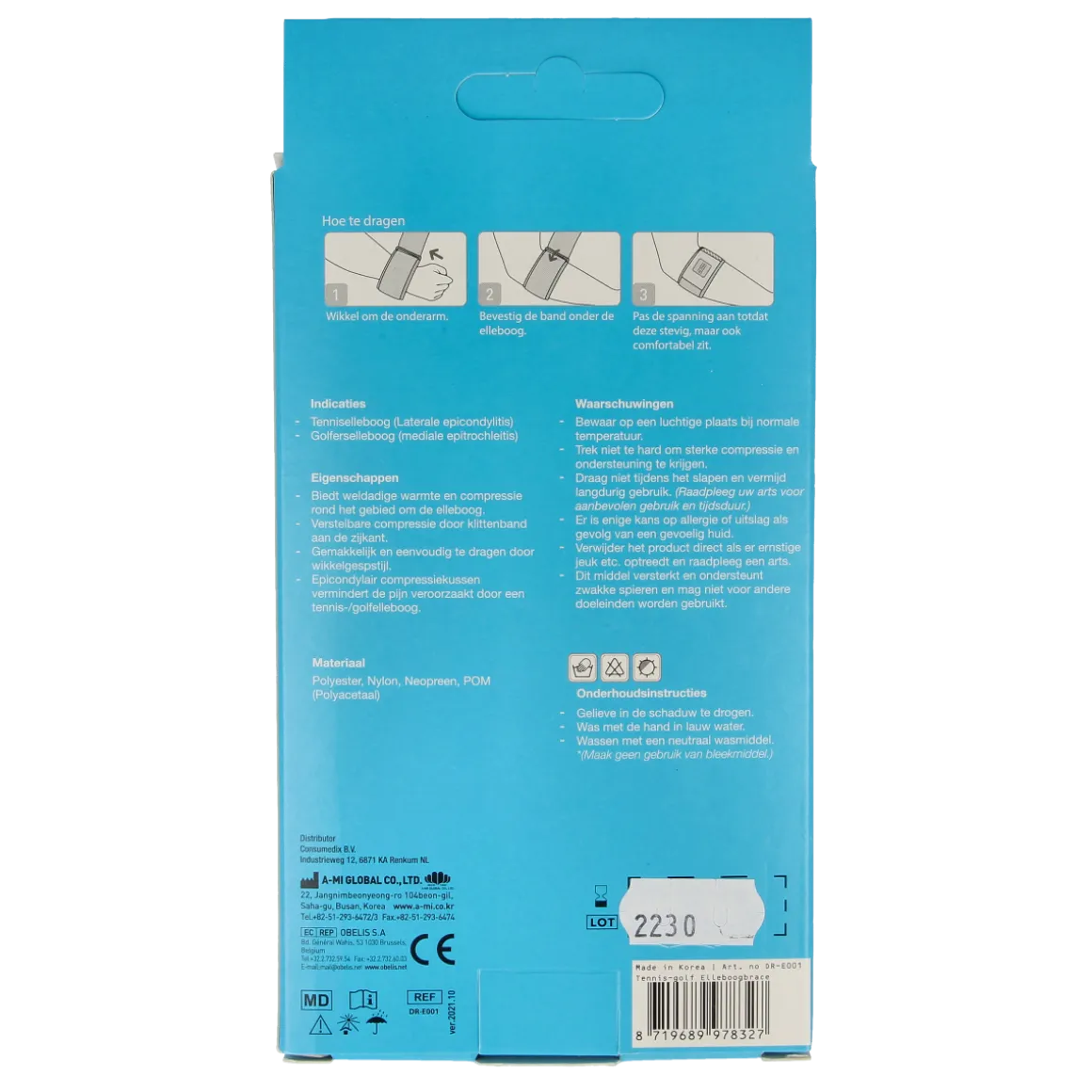 Emdee Tennis/golf arm supportband blauw