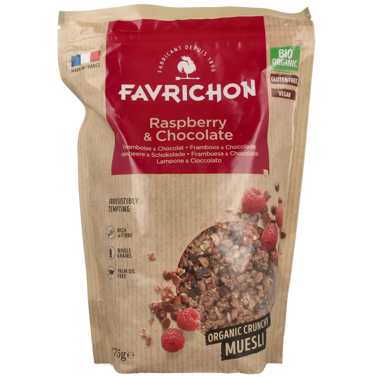 Favrichon Framboos & chocolade crunchy muesli bio