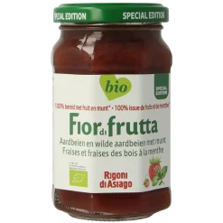Hot Fiordifrutta Aardbeien en wilde aardbeien met munt jam bio