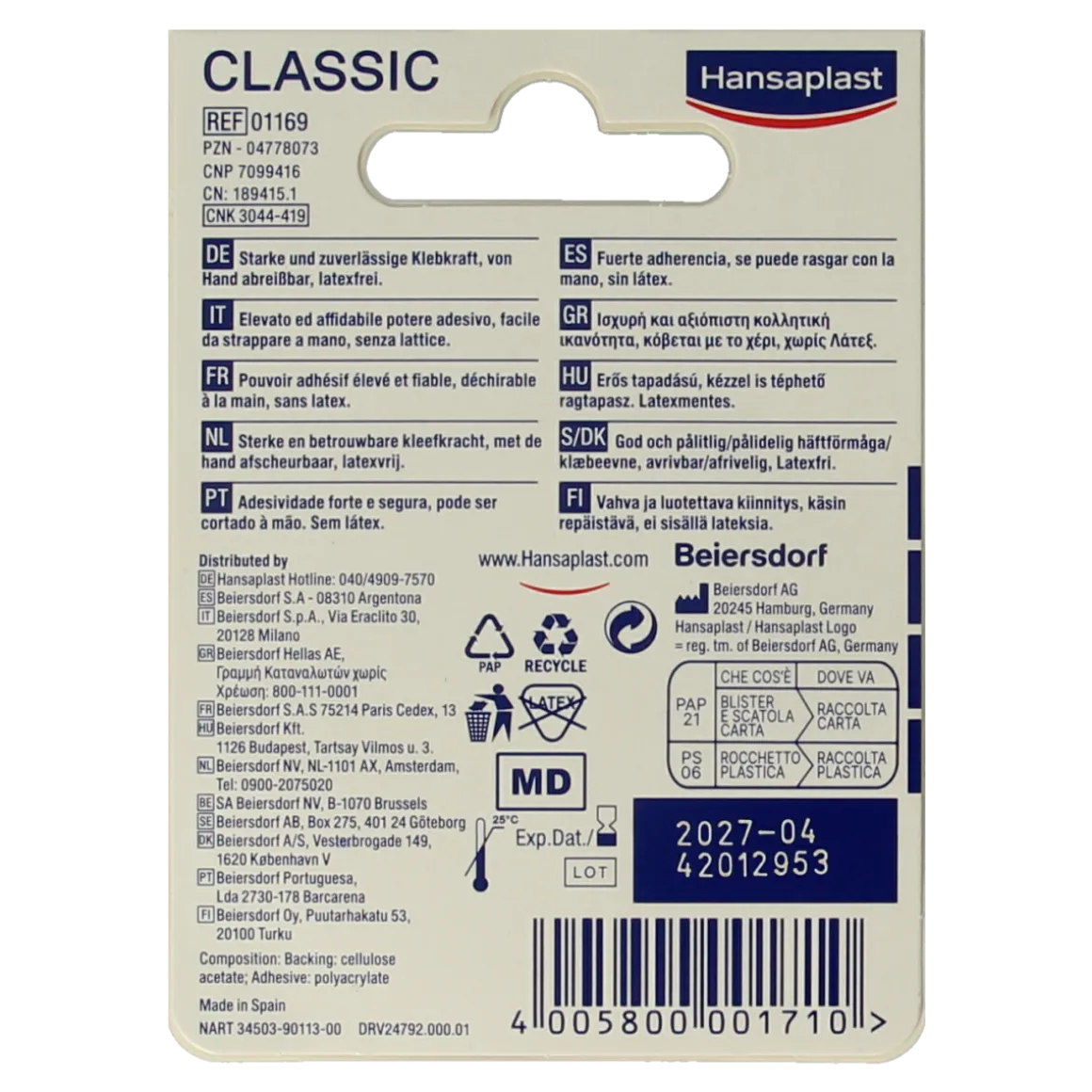 Hansaplast Hechtpleister classic 5m x 2.5cm