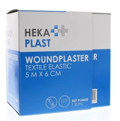 Hekaplast Pleister dispenser rol 5m x 6cm textiel