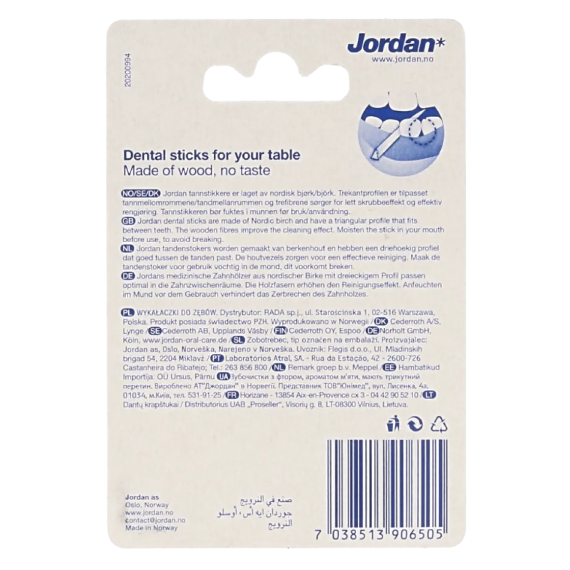 Jordan Tandenstoker tafeldispenser 125 stuks