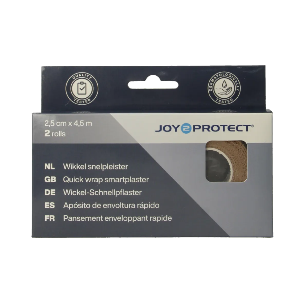 Joy2protect Snelpleisters huidskleur 2.5cm x 4.5m