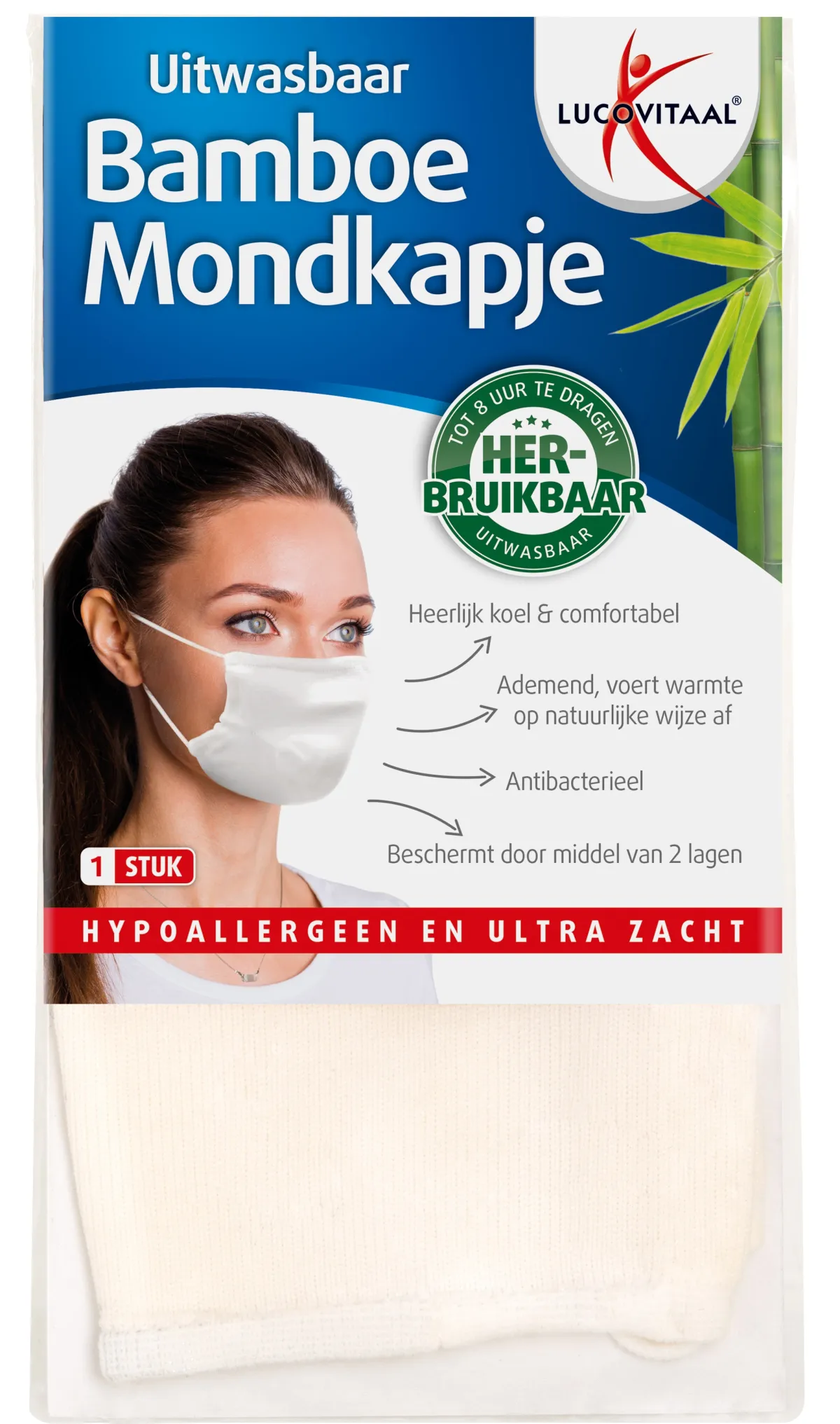 Best Lucovitaal Bamboe mondkapje wit