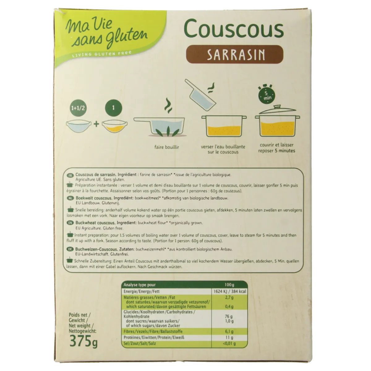 Online Ma Vie Sans Couscous 100% boekweit glutenvrij bio