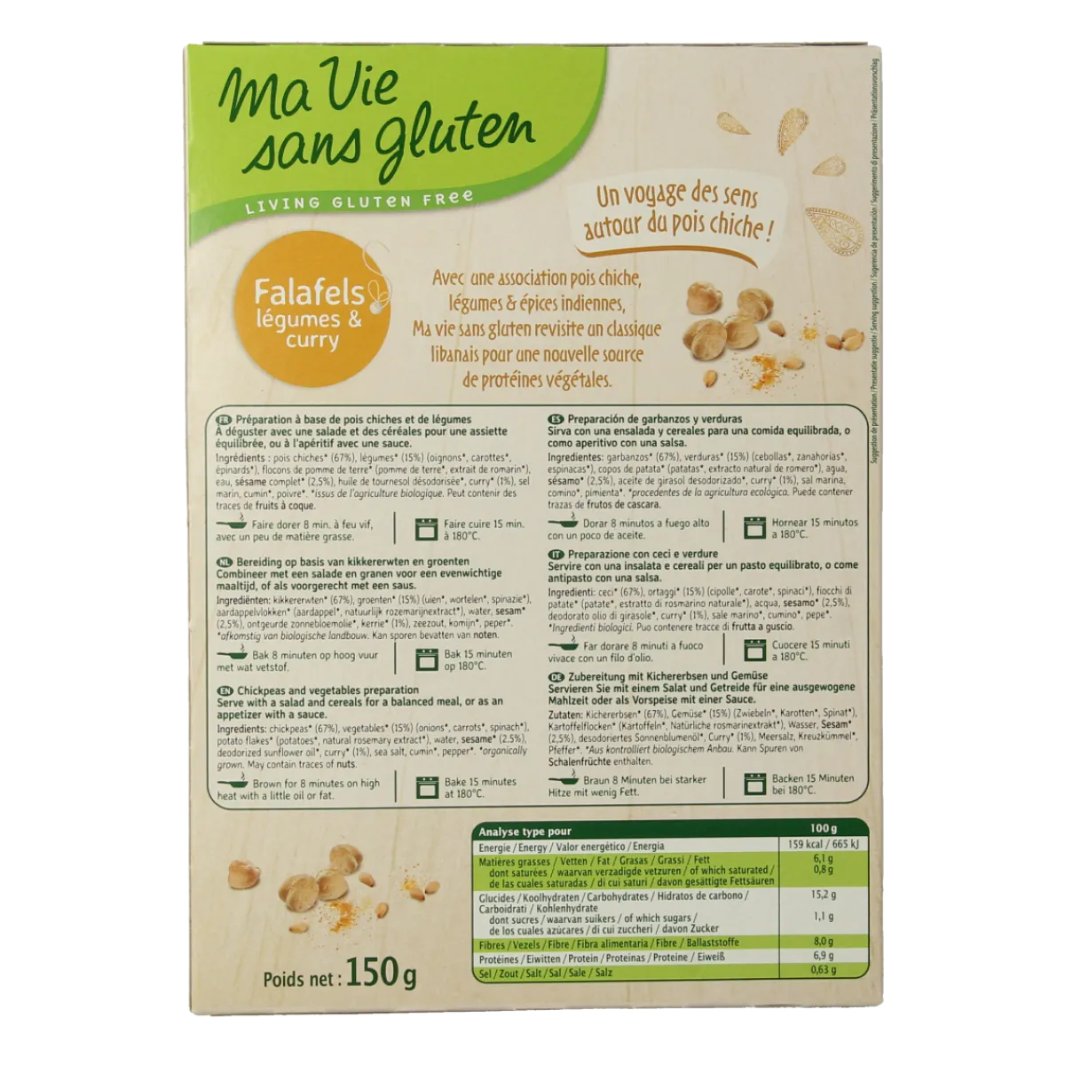 Online Ma Vie Sans Falafel met groente & curry glutenvrij bio