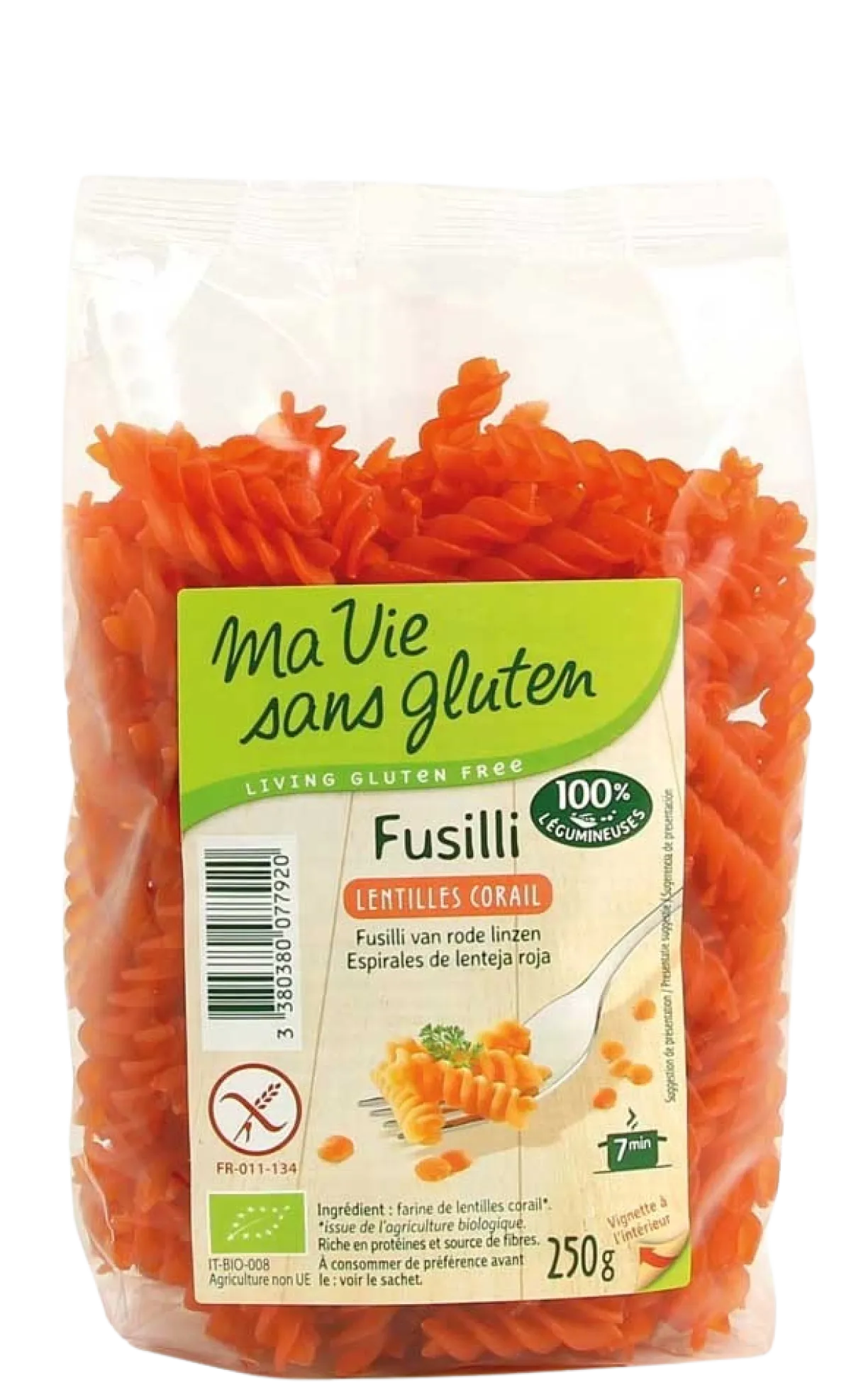 Outlet Ma Vie Sans Fusilli van rode linzen glutenvrij bio