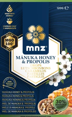 MNZ (Manuka New Zealand) Manuka Honing MGO 100+ pastilles propolis