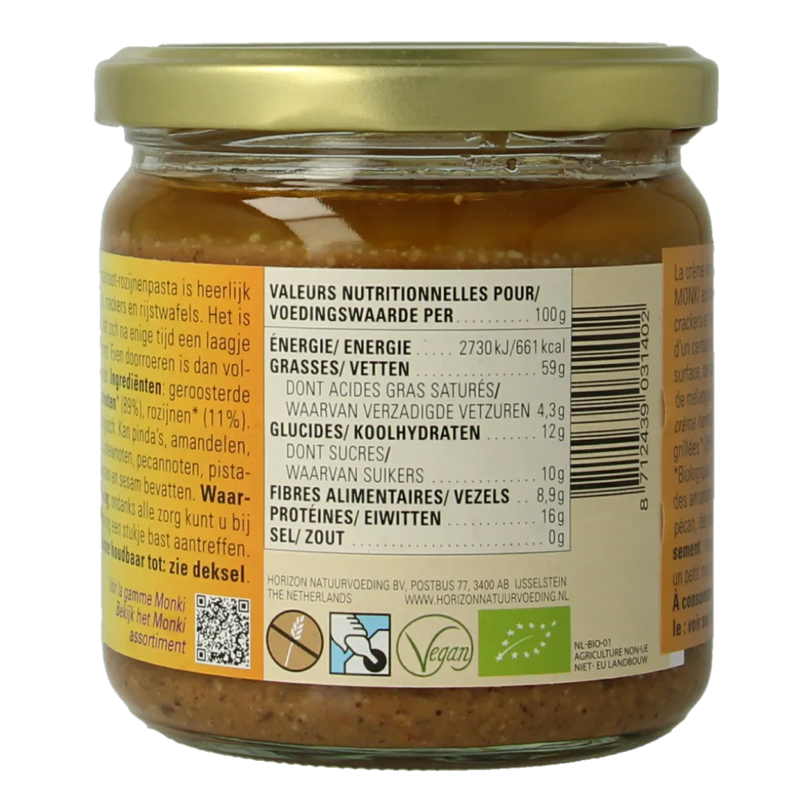 Monki Hazelnoten-rozijnenpasta eko bio