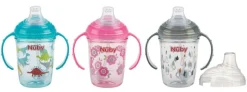 Nuby Antilekbeker handvat & print 240ml 6+ maanden