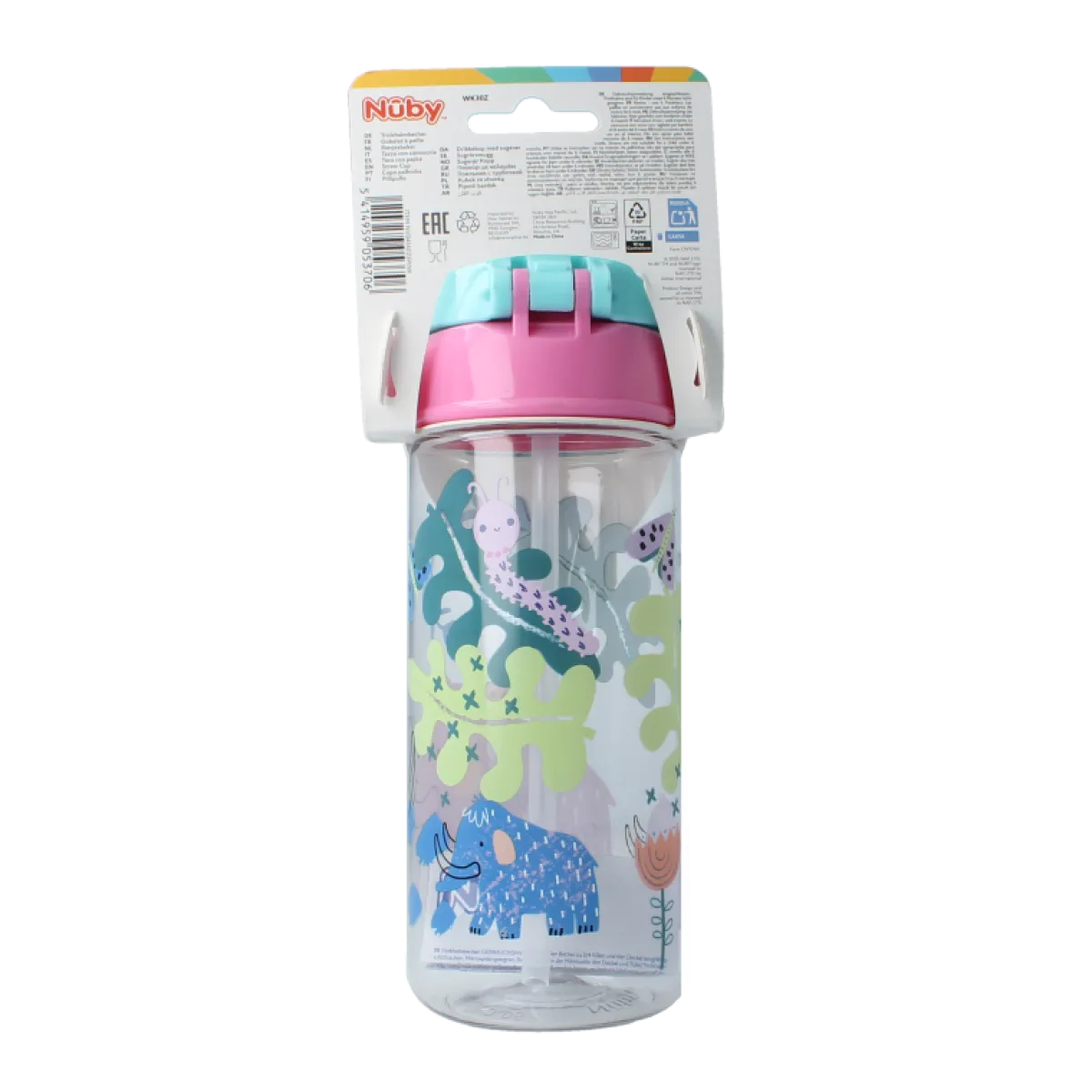 Sale Nuby Beker zacht rietje drukknop roze 540ml 4+ jaar