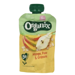 Clearance Organix Knijpfruit mango, peer & granola 6+ mnd bio