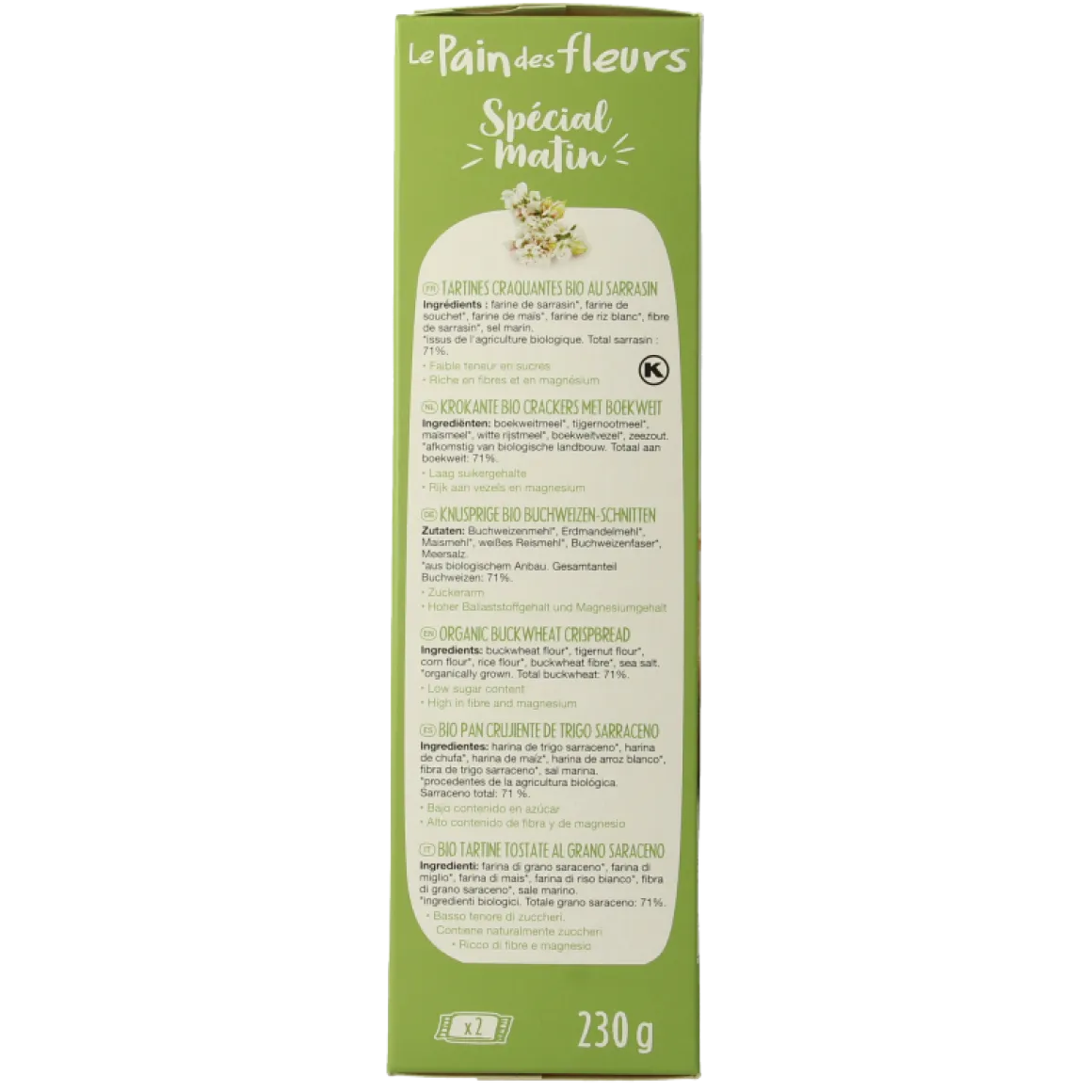 Pain Des Fleurs Special matin boekweit ontbijtcrackers bio