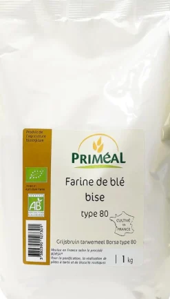 New Primeal Grijsbruin tarwemeel borsa 80 bio
