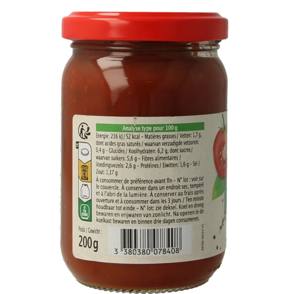 Primeal Pastasaus tomaten basilicum bio