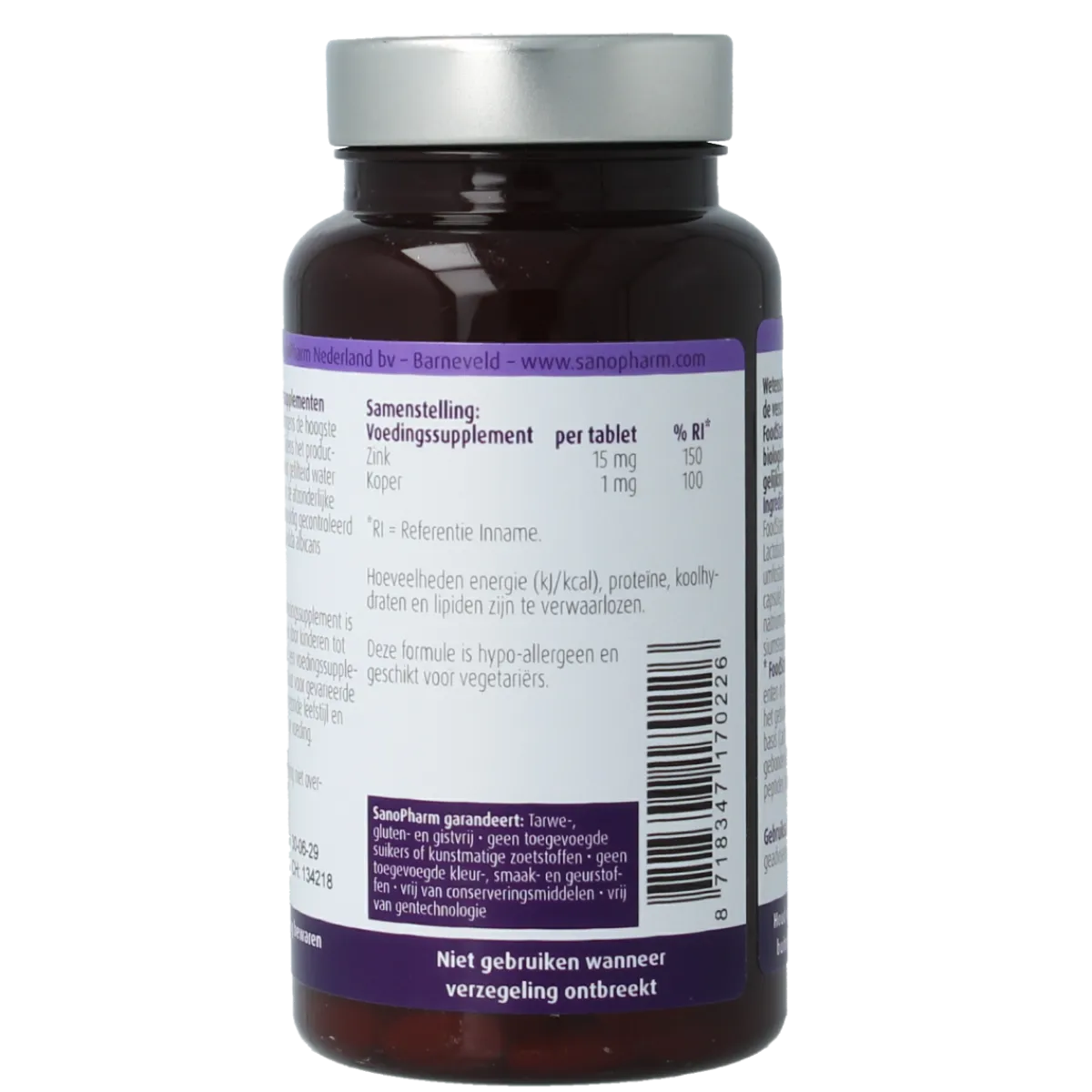 Best SanoPharm Zink 15mg & koper 1mg