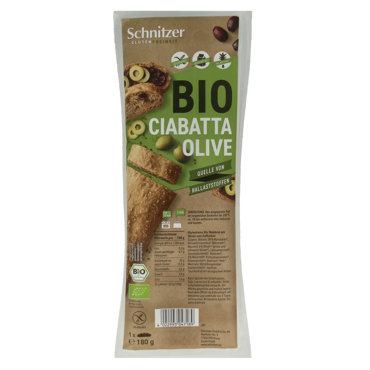 Discount Schnitzer Ciabatta met olijven glutenvrij bio