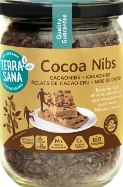 Hot TerraSana Raw cacao nibs in glas bio