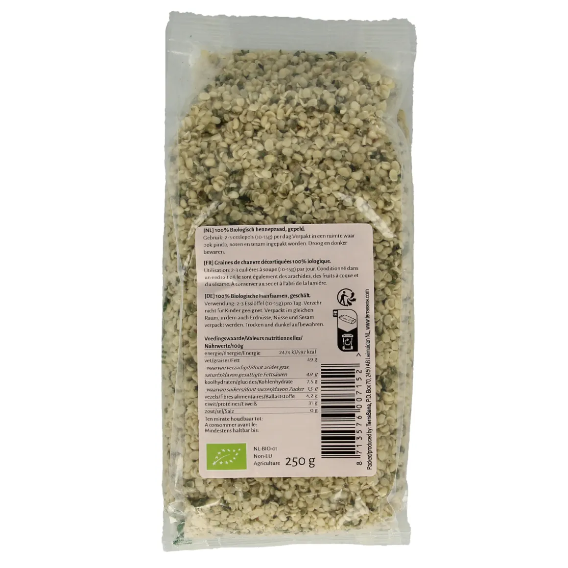 TerraSana RAW Hennepzaad gepeld bio
