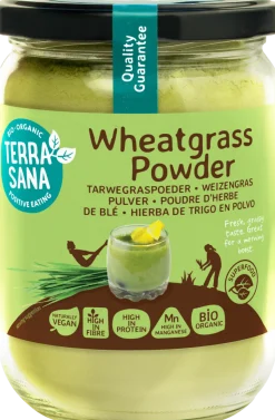 New TerraSana Raw tarwegras poeder in glas bio