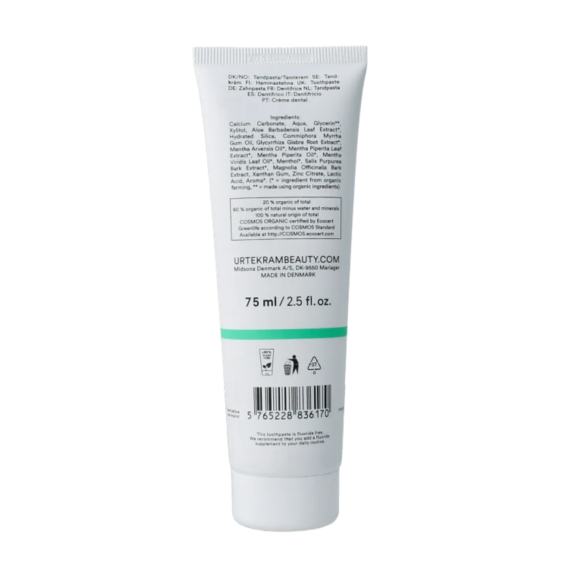 Urtekram Tandpasta sensitive strong mint fluoridevrij