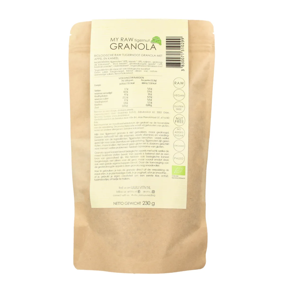 Hot Vitiv Tijgernoot granola appel kaneel bio